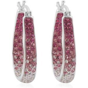 14k white gold plated crystal hoop earrings hypoallergenic inside out hoops